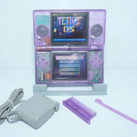 Nintendo DS Lite Transparent Clear Atomic Purple Handheld System with Charger - Picture 1 of 9